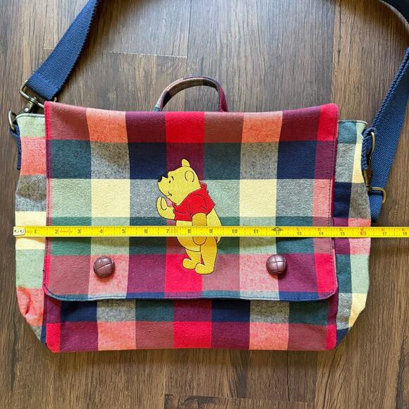 Vintage Disney Store Plaid Winnie the Pooh Messenger Bag 90s Y2K Crossbody Tote - Picture 15 of 16